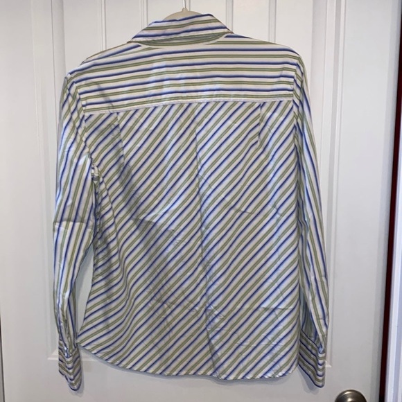 Tommy Hilfiger button down blue & green striped shirt size Large - Picture 2 of 5